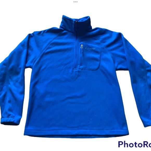 Columbia mens 3/4 zip blue long sleeve fleece pullover sweatshirt size medium - Picture 1 of 4